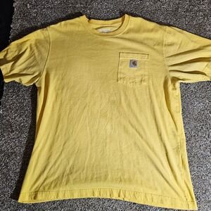 Carhartt K87 Mens Loose Fit Pocket T-Shirt Yellow Large L Cotton Blend Workwear